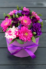Lovely flower composition, flower shop, gift box.