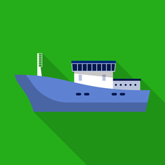 Naklejka premium Cargo ship icon. Flat illustration of cargo ship vector icon for web design