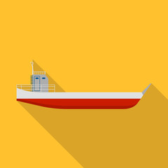 Long cargo ship icon. Flat illustration of long cargo ship vector icon for web design