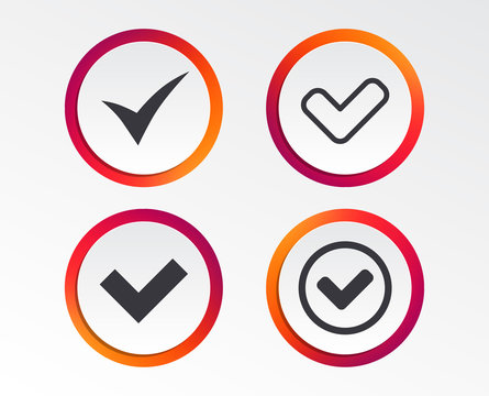 Check Icons. Checkbox Confirm Circle Sign Symbols. Infographic Design Buttons. Circle Templates. Vector