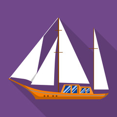 Sail yacht icon. Flat illustration of sail yacht vector icon for web design