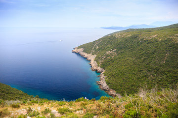 beautiful landscape, view of the green cliffs and the Adriatic sea
