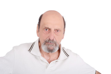 Portrait of senior angry man frowning