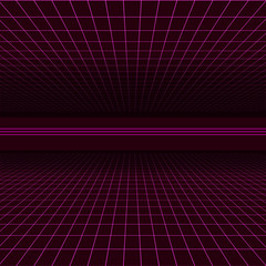 Fototapeta premium Future retro line background of the 80s. Vector futuristic synth retro wave illustration in 1980s posters style.