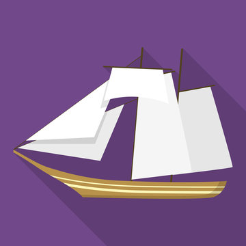 Topsail schooner ship icon. Flat illustration of topsail schooner ship vector icon for web design
