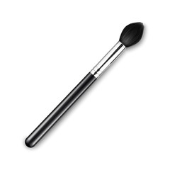 Vector Black Clean Professional Makeup Blush Brush with Black Handle Isolated on White Background
