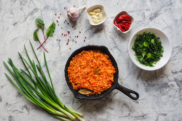 Cooking cabbage leaves stuffed with rice and vegetables. Vegetarian cuisine. 