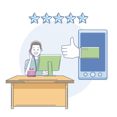 Customer service agents qualifications vector illustration graphic design