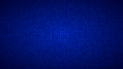 Abstract background of small circles or pixels in blue colors.