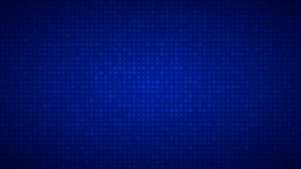 Abstract background of small circles or pixels of different sizes in blue colors.