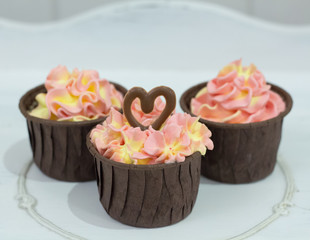delicious homemade cupcakes with delicate cream