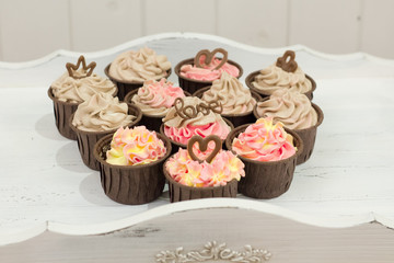 delicious homemade cupcakes with delicate cream