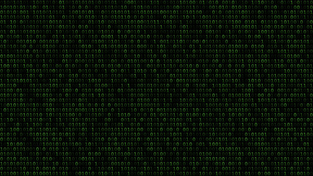 Abstract background of zeros ad ones in green colors.