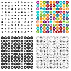 100 voyage icons set vector in 4 variant for any web design isolated on white