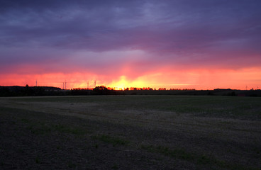 Dobitschen / Germany: Impressive evening mood between Altenburg and Gera on a muggy summer day in August