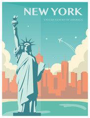 Statue of Liberty. New York landmark and symbol of Freedom and Democracy. Vector