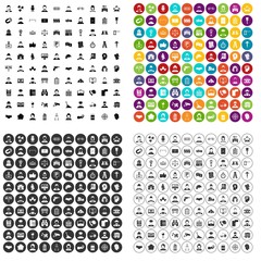 100 wage earner icons set vector in 4 variant for any web design isolated on white