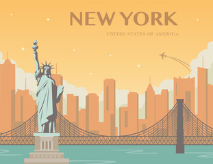 Statue of Liberty. New York landmark and symbol of Freedom and Democracy. Vector