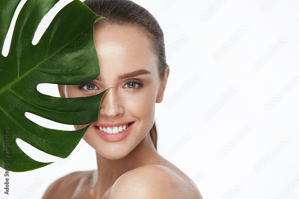 Wall mural facial beauty. beautiful woman with fresh healthy skin