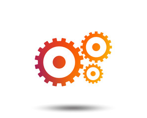 Cog settings sign icon. Cogwheel gear mechanism symbol. Blurred gradient design element. Vivid graphic flat icon. Vector