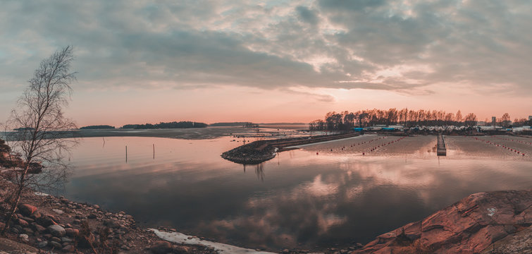 Finland Helsinki, Marina at Koivusaari with all the boats still on land waiting for the ice and snow to melt