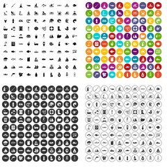 100 water icons set vector in 4 variant for any web design isolated on white