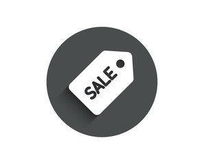 Shopping tag simple icon. Sale Special offer sign. Coupon symbol. Circle flat button with shadow. Vector