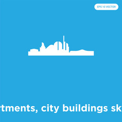 Obraz premium Apartments, city buildings skyline icon isolated on blue background