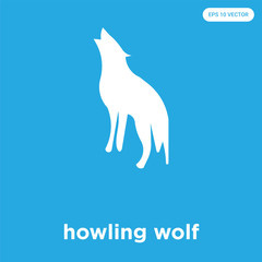 howling wolf icon isolated on blue background