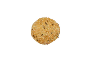 Rolls with sesame and raisin on white background