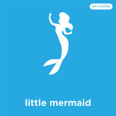 little mermaid icon isolated on blue background