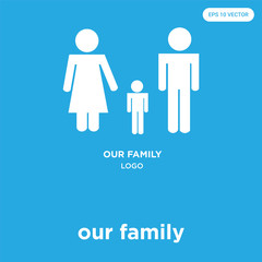 our family icon isolated on blue background