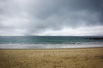 Fototapeta na wymiar On Samil beach before storm, Vigo, Galicia, Spain
