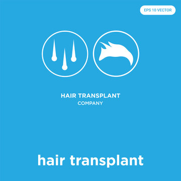 hair transplant icon isolated on blue background