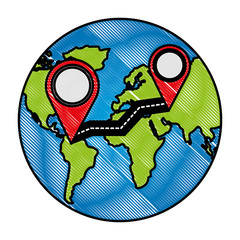world map route travel finding gps navigation vector illustration