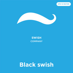 Black swish icon isolated on blue background
