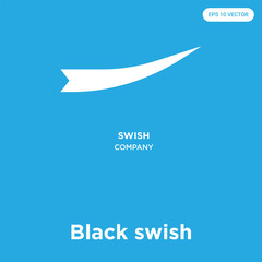 Black swish icon isolated on blue background