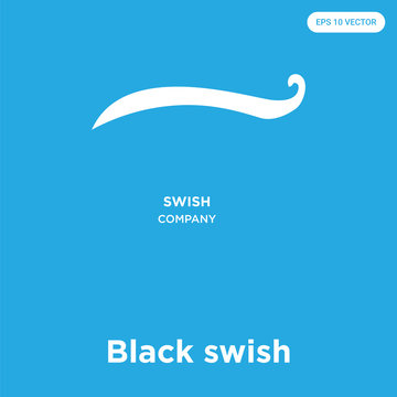 Black Swish Icon Isolated On Blue Background