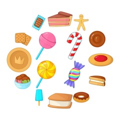 Different candy icons set. Cartoon illustration of 16 different candy vector icons for web