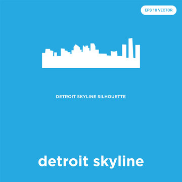 detroit skyline icon isolated on blue background