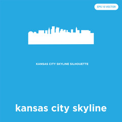 kansas city skyline icon isolated on blue background