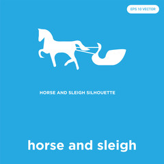 horse and sleigh icon isolated on blue background