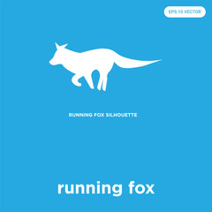 running fox icon isolated on blue background