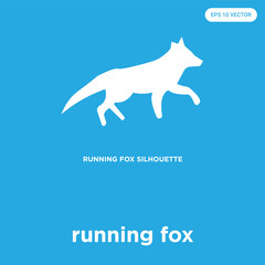 running fox icon isolated on blue background