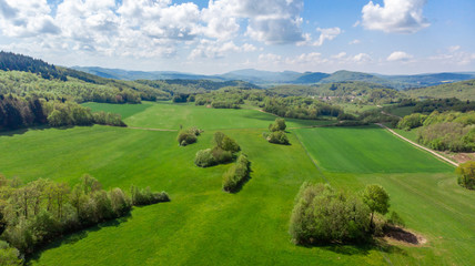 Fototapeta premium vue aérienne sur la campagne verte avec des bosquets d'arbre