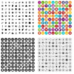 100 web development icons set vector in 4 variant for any web design isolated on white