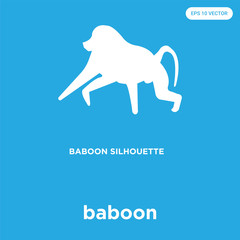 baboon icon isolated on blue background