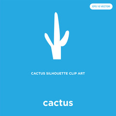 cactus icon isolated on blue background