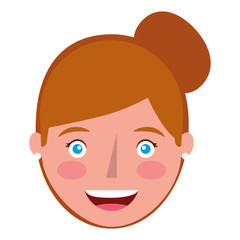 young woman head avatar character vector illustration design