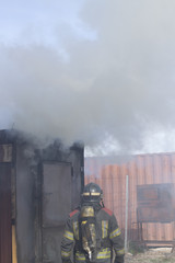 Fototapeta na wymiar Fireman fire training station drill